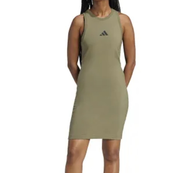 Adidas Icons Small Logo Dress Green Sheath Halter Neck - Picture 4 of 4